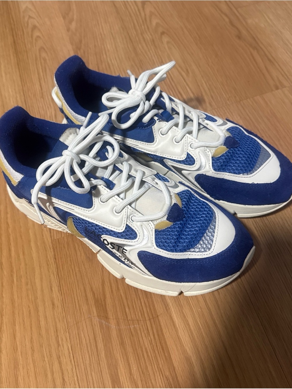 Lacoste Men's Sneakers L003 Neo Lace-up Sneakers Shoes Blue White Size 11 USED - Picture 2 of 16